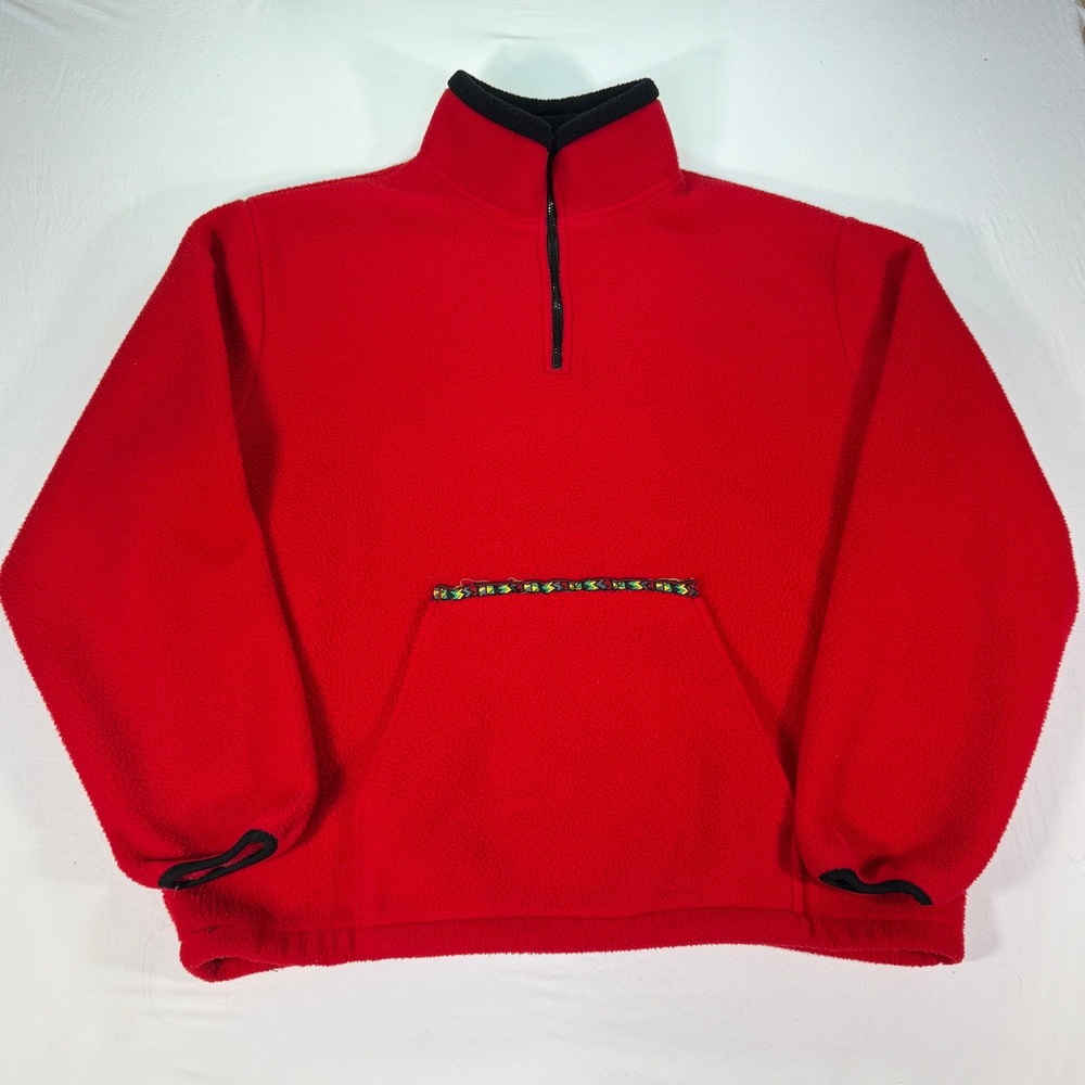 Vintage NEO Northeast Outfitters Fleece Pullover Men's Size Large Red 1/4 Zip‎
